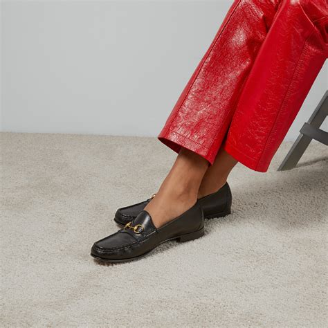 gucci leather horsebit loafer women's